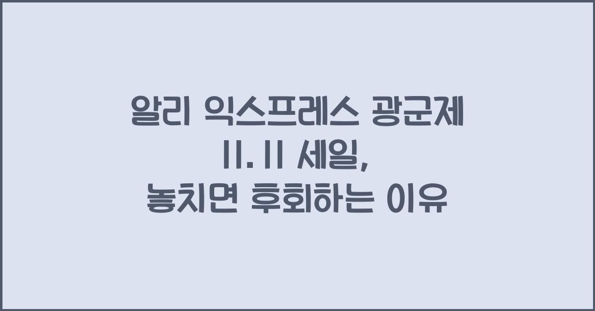 알리 익스프레스 광군제 11.11 세일
