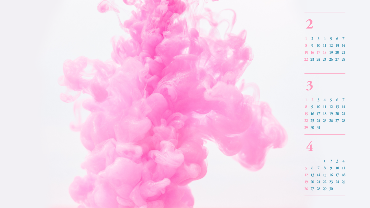06 분홍 잉크 B - 2026년3월 달력배경화면