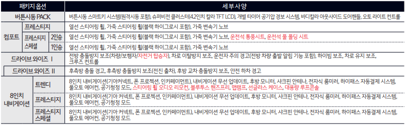 레이 밴 옵션