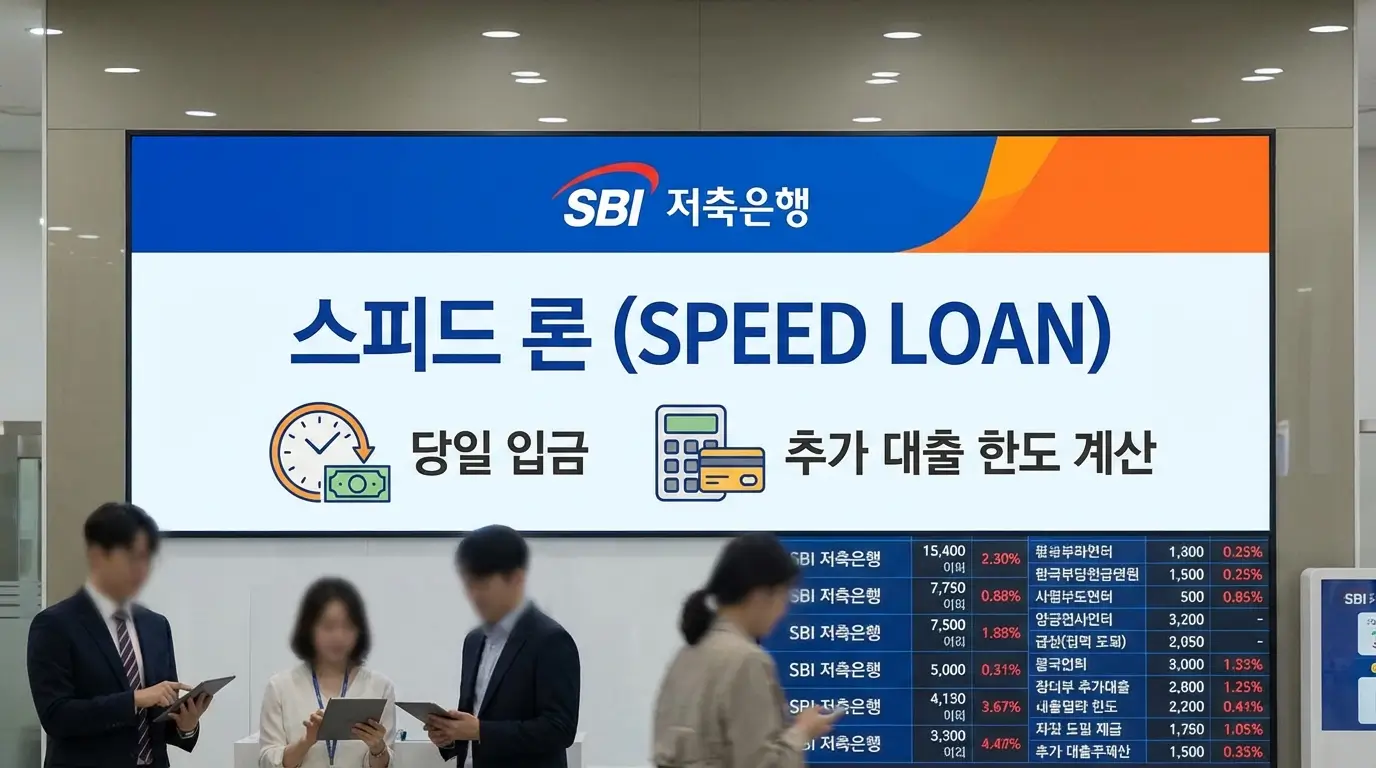 sbi 저축 은행 스피드 론 당일 입금 및 추가 대출 한도 계산