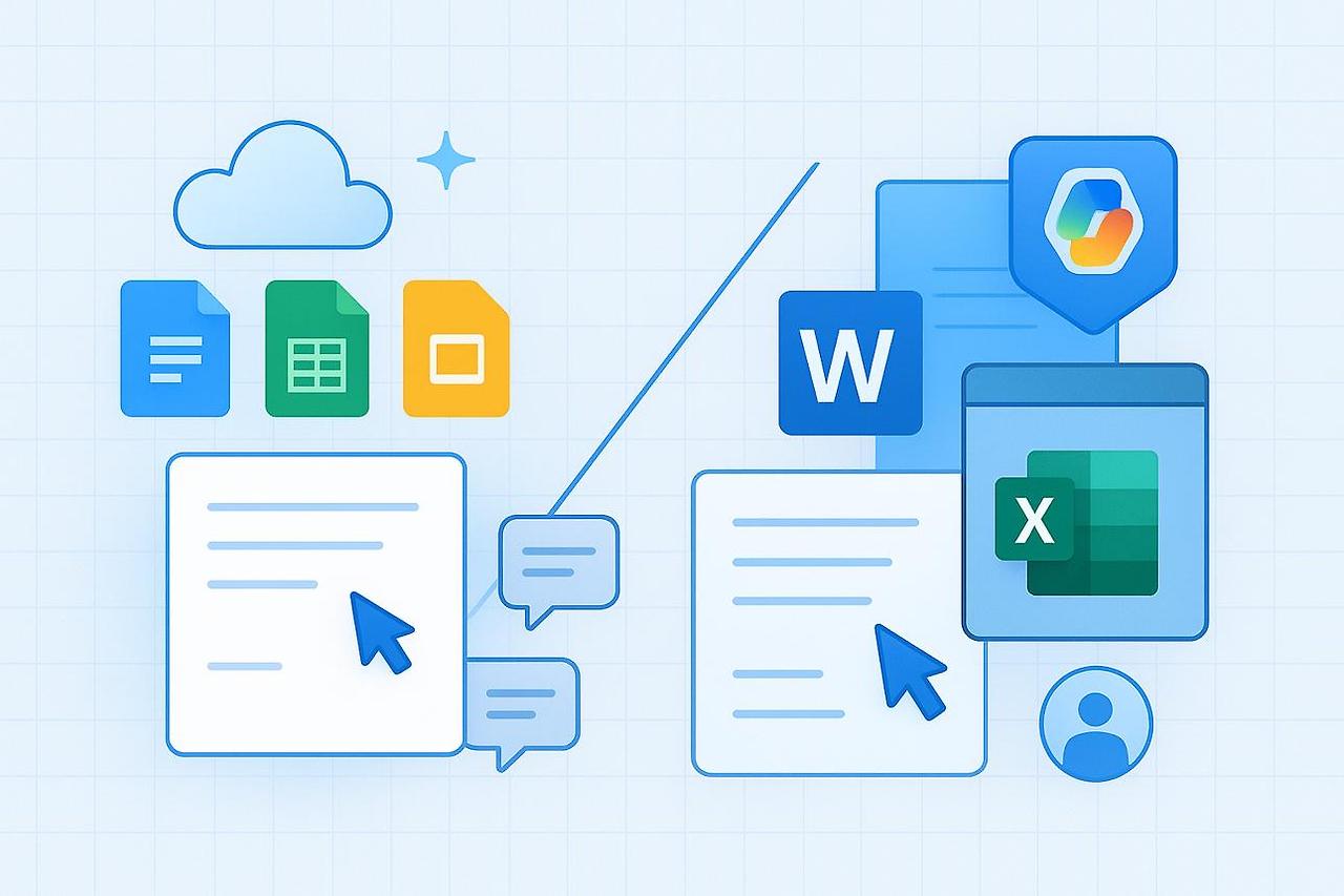 Google Docs와 Microsoft Word를 비교한 이미지