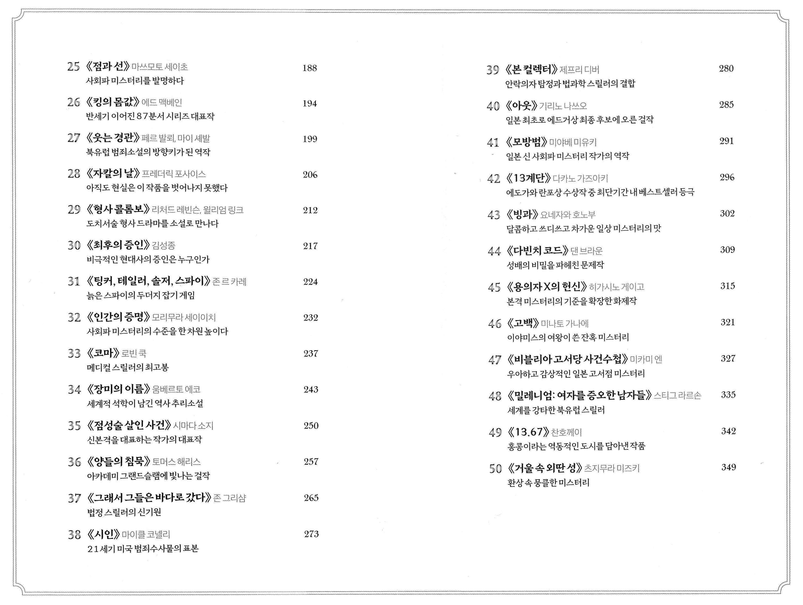 세계 추리소설 필독서 50 목차2