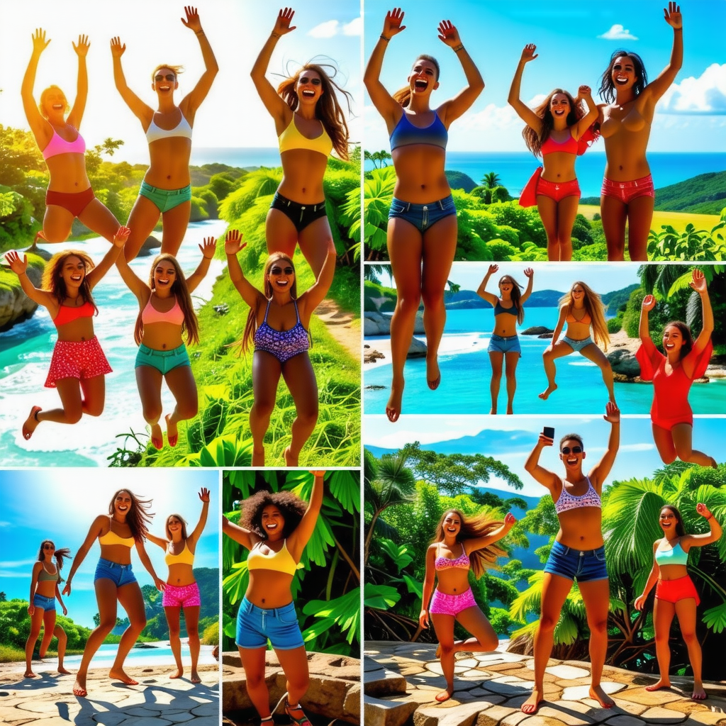 보홀의 아름다운 포토스팟에서 다양한 포즈로 사진을 찍는 여행객들의 모습