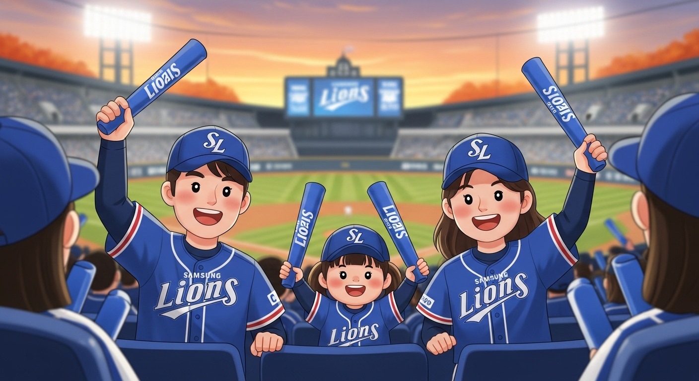 가족 관람객이 느낀 삼성라이온즈의 가을야구 생성 이미지