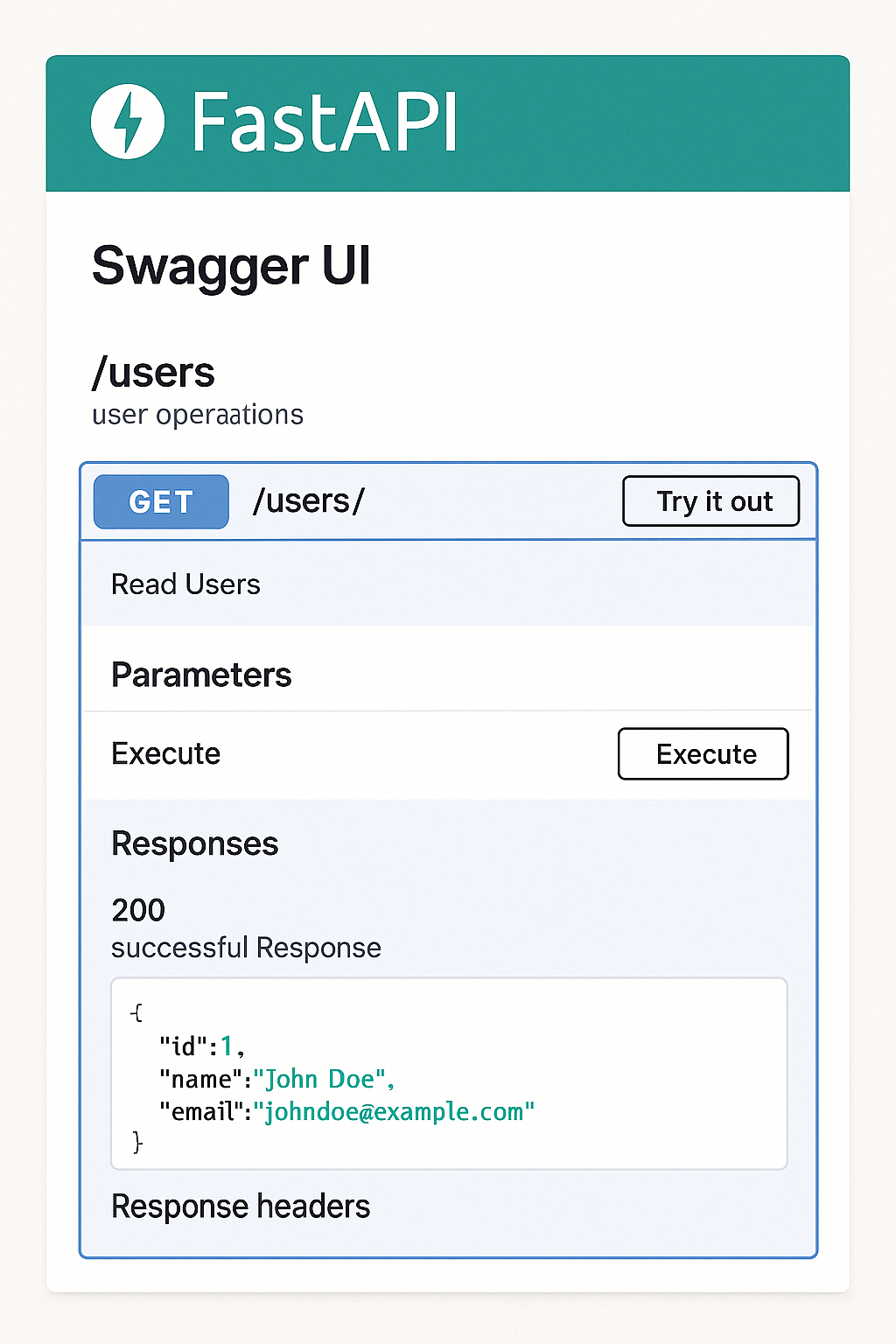 FastAPI Swagger UI 스크린샷