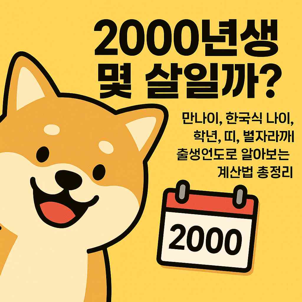 2000년생 몇 살일까? 만나이, 한국식 나이, 학년, 띠, 별자리까지 출생연도로 알아보는 계산법 총정리