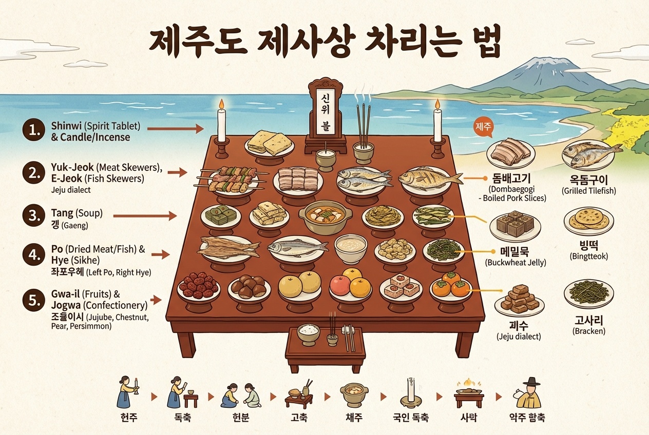 제주도 제사상 상차림 예시 사진
