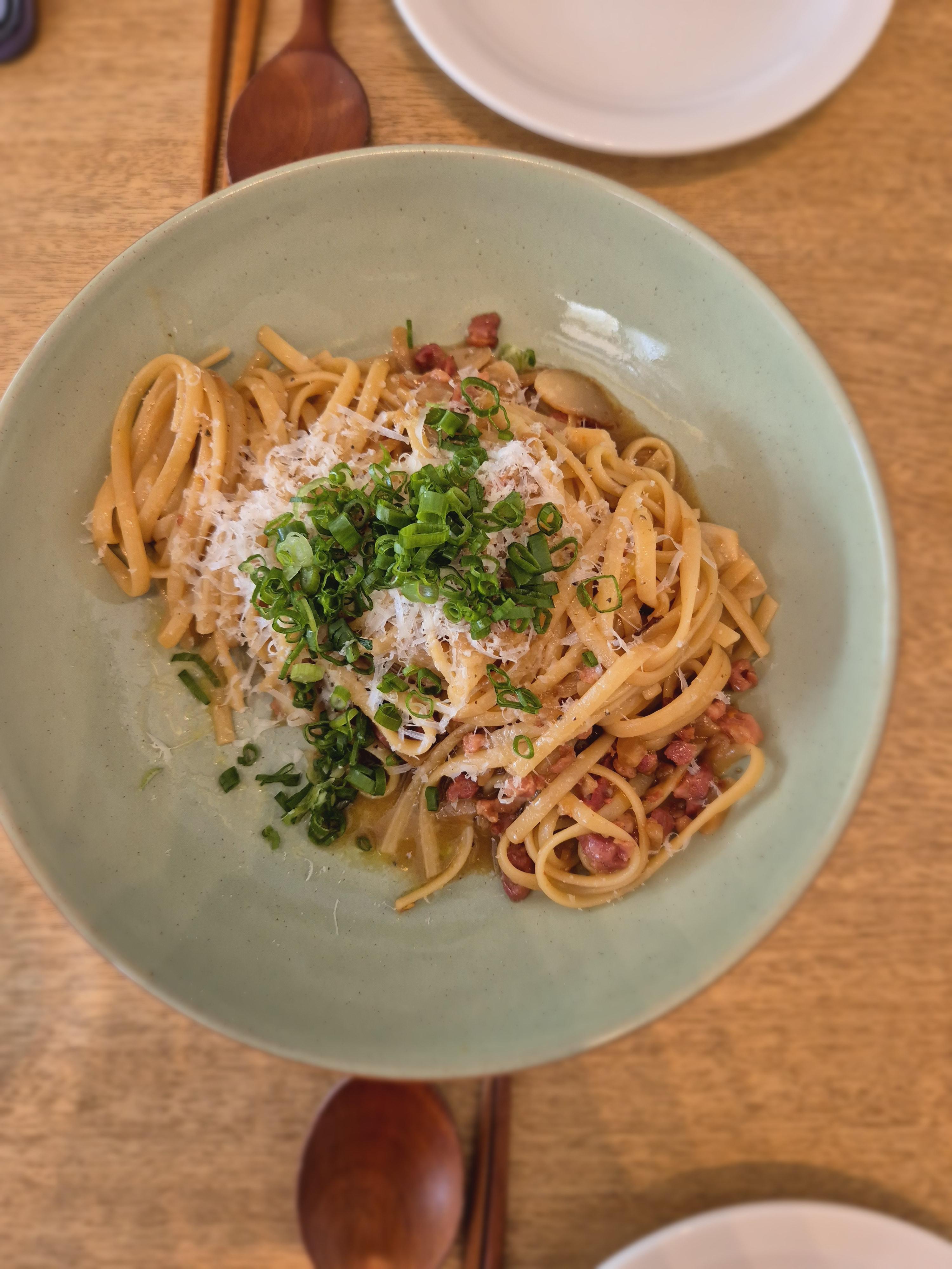 훈제오리 묵은지 파스타