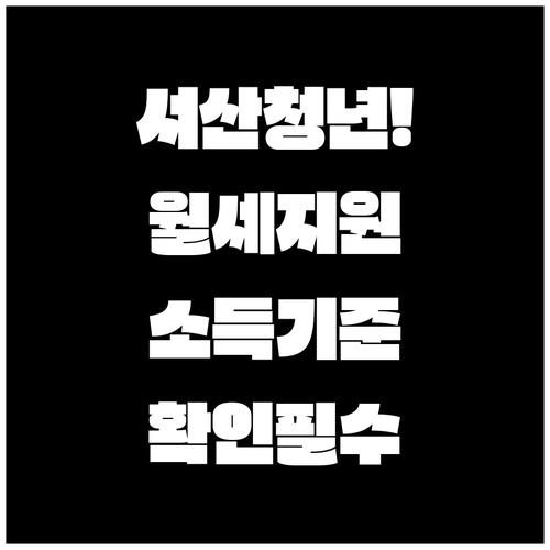 서산시 청년월세지원 자격 요건과 소득..