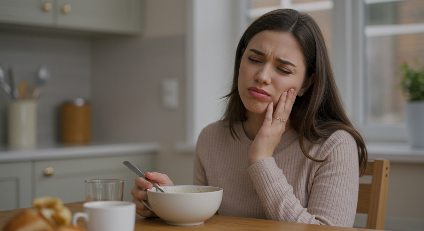구내염으로 아파하는 모습