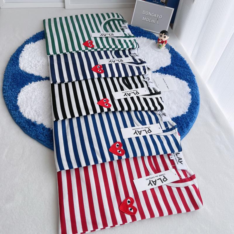 (국내당일발송) 꼼데가르송 꼼데 단가라 보더 도트 커플 긴팔 티셔츠