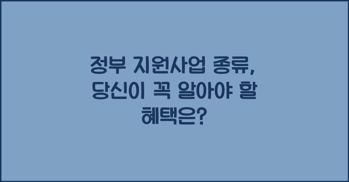 정부 지원사업 종류