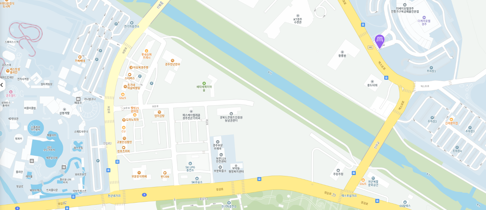 경주 보문단지 근처 지도