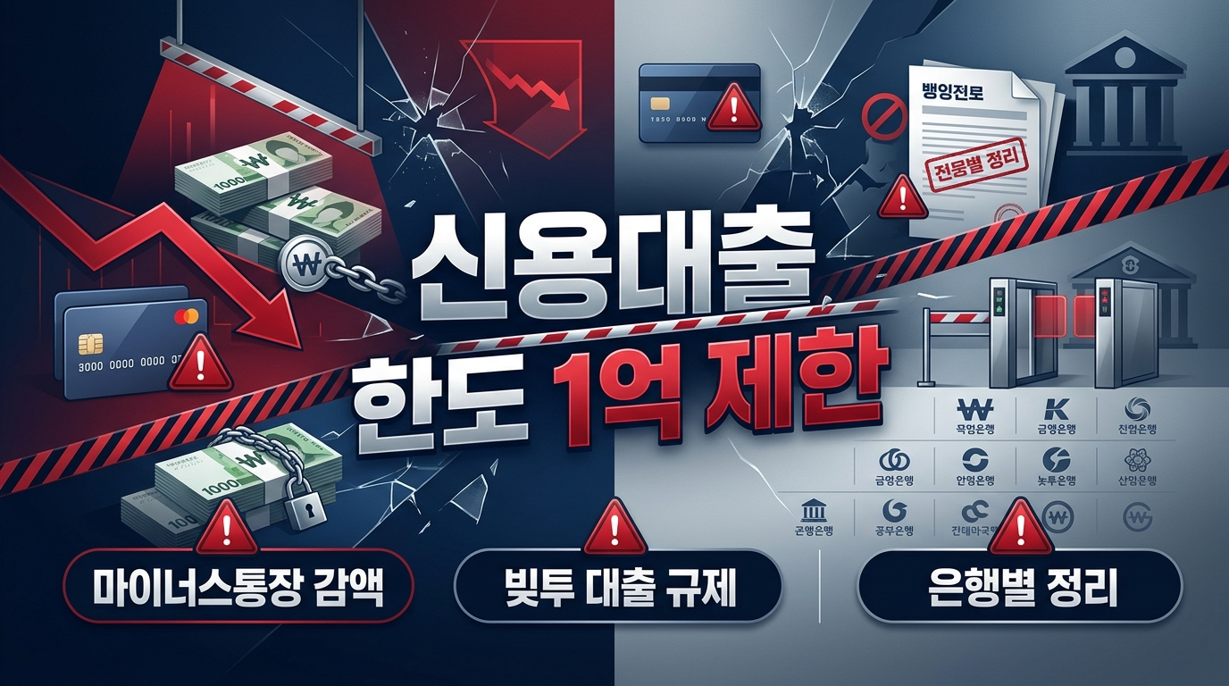 신용대출 한도 1억 제한｜마이너스통장 감액&middot;빚투 대출 규제 은행별 정리