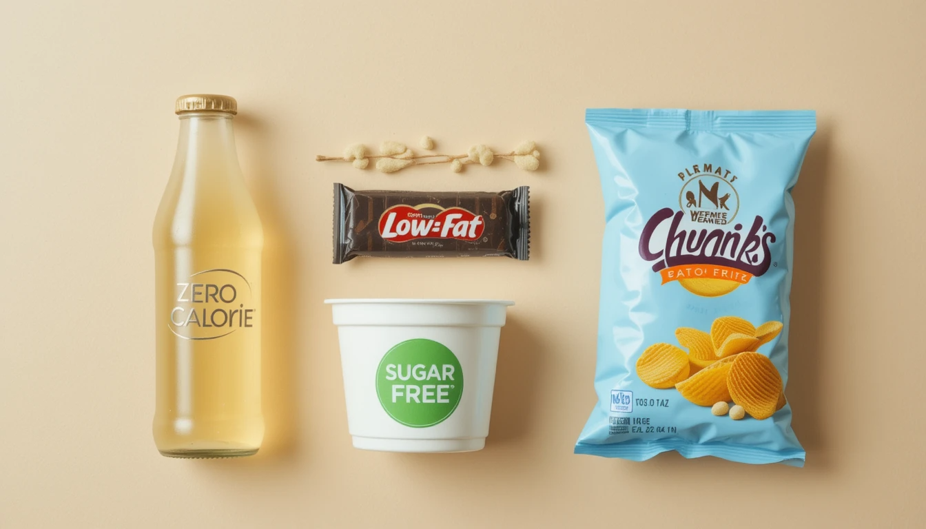 "제로칼로리", "무설탕", "저지방" 음식