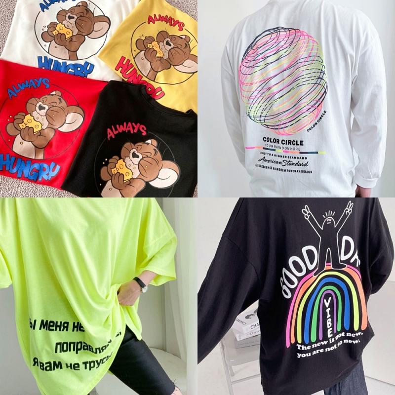 긴팔티셔츠 여성맨투맨 롱 박스티 빅사이즈 면 오버핏 반팔