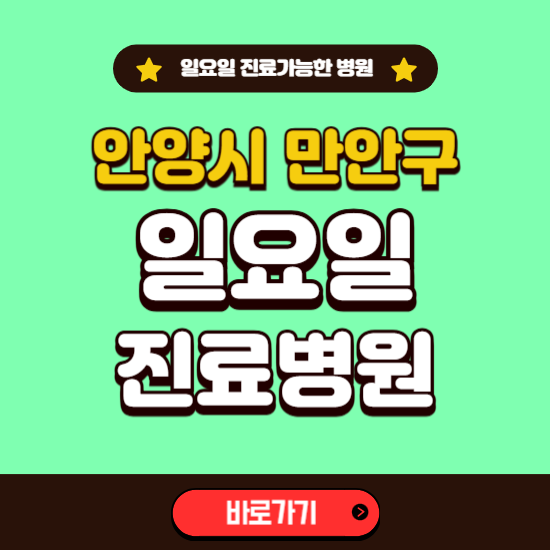 안양시 만안구 일요일 진료 가능한 병원 ❘ 주말 문여는 곳 총정리 (소아과, 내과, 안과, 치과, 피부과, 정형외과, 산부인과)