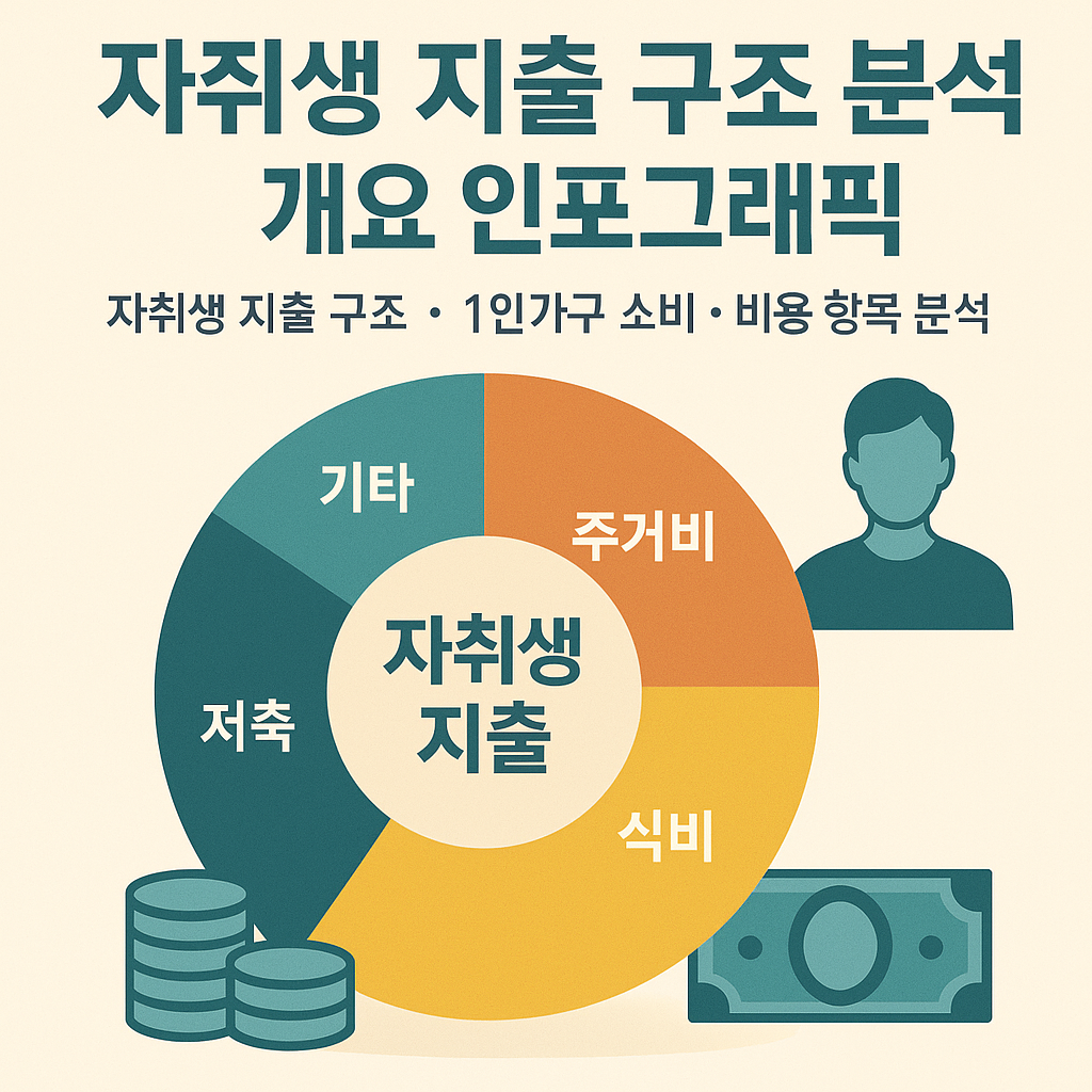 자취생 지출 구조 분석 개요 인포그래픽
자취생 지출 구조, 1인가구 소비, 비용 항목 분석