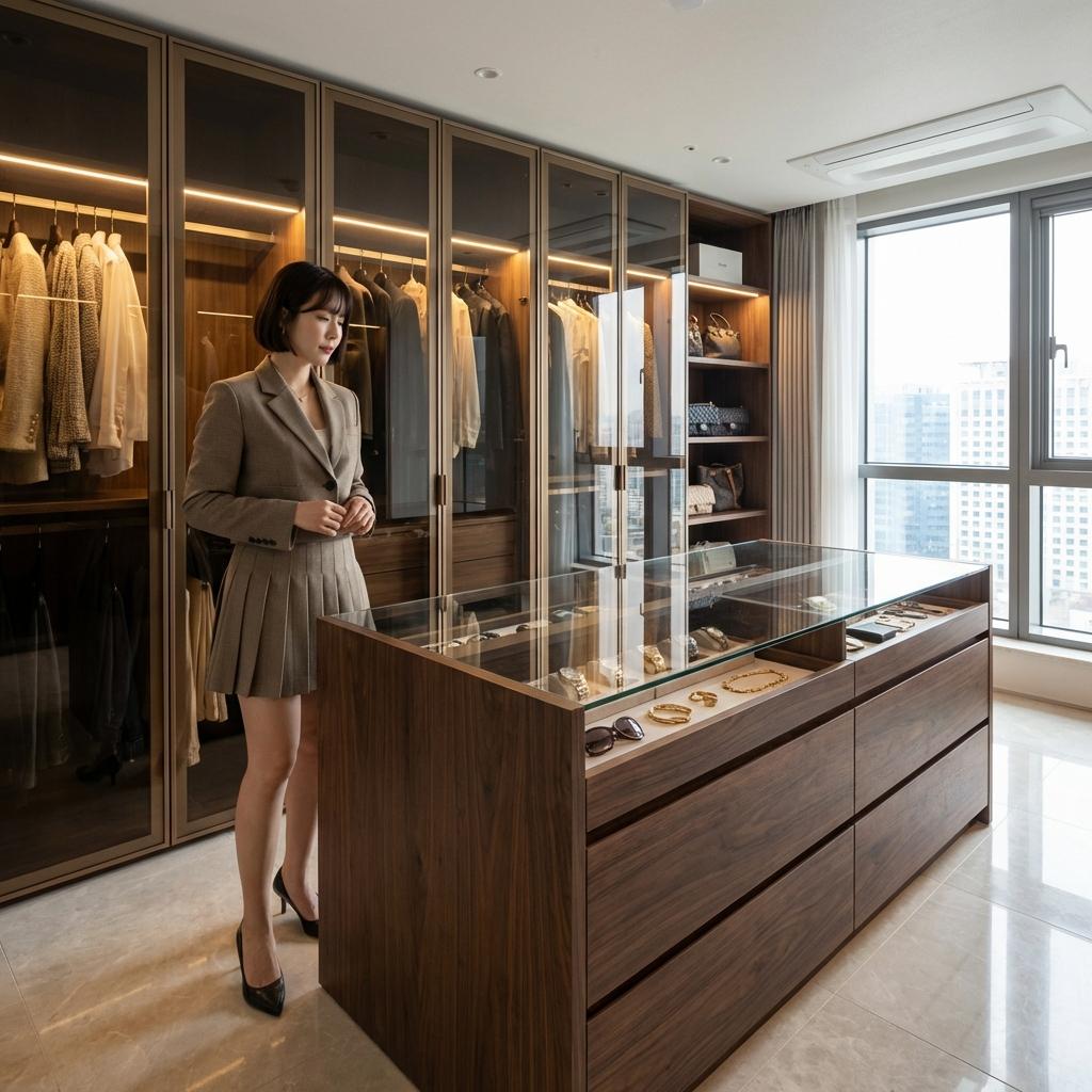 드레스룸 중앙 아일랜드 서랍장의 심미적 가치