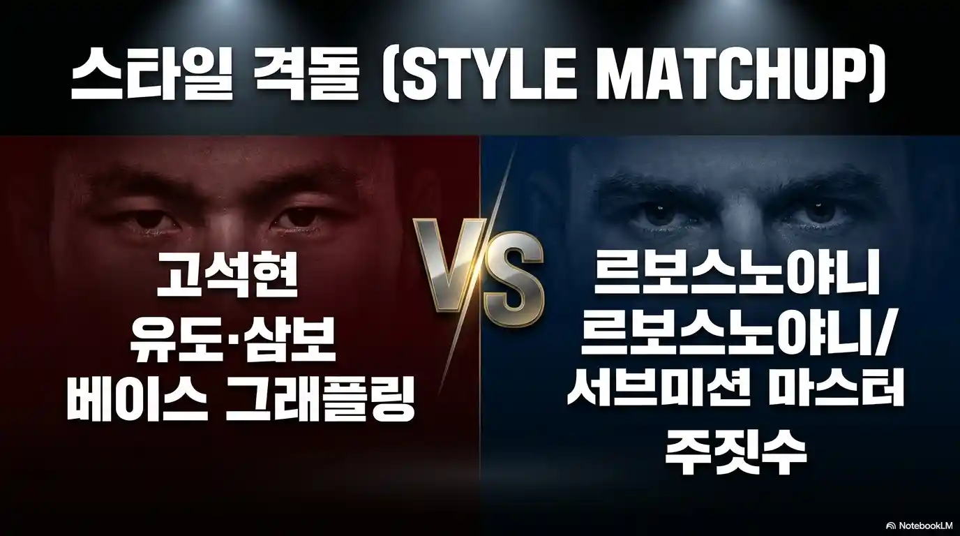 UFC Fight Night 281 고석현과 르보스노야니 스타일 비교 및 그래플링 대 서브미션 매치업 분석 슬라이드