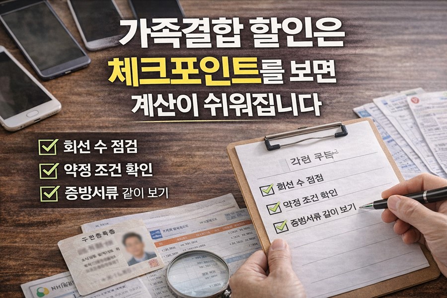 가족결합 할인을 계산할 때 회선 수, 약정 조건, 증빙서류를 함께 점검하는 2026 체크리스트 이미지