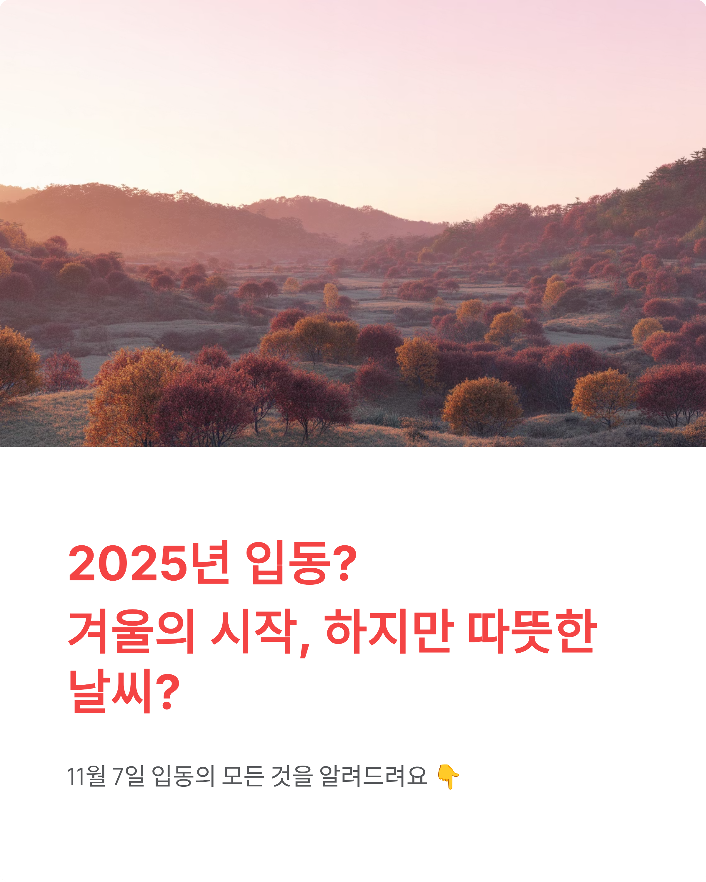 입동 2025년 날짜와 뜻! 춥지 않은 날씨?