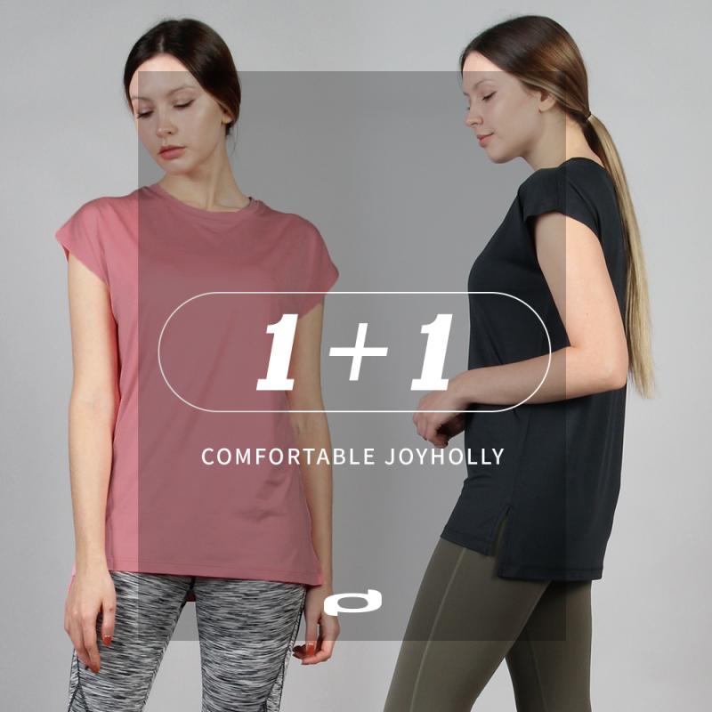 아인상사 조이할리 1+1엘리 루즈핏 요가복 반팔 상의 롱 티 빅사이즈