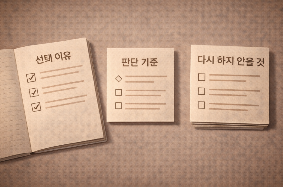 블로그 운영 판단 기준과 기록 방식을 시각화한 문서 이미지