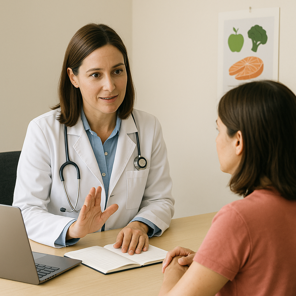 의사와 상담하는 환자