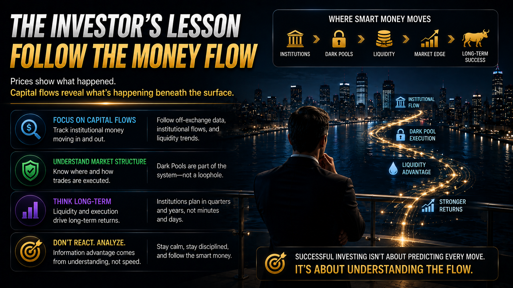 Investor following institutional capital flows and market structure to better understand long-term market movements.