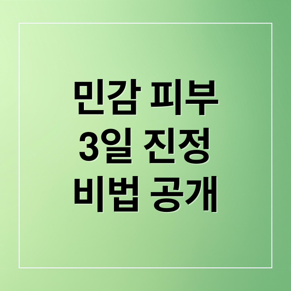 민감 피부 3일 진정 비법