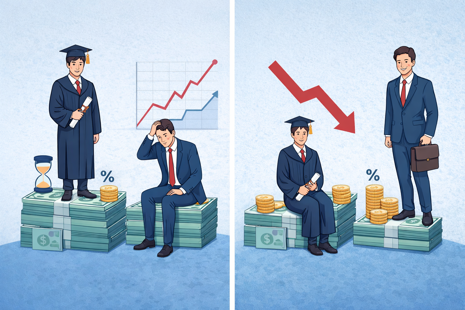 자녀 학자금대출 상환 방식 비교(거치/분할) — 거치기간이 유리한 순간과 불리한 순간 총정리