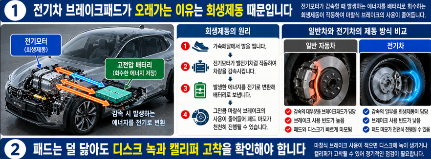 전기차 브레이크패드가 오래가는 이유는 회생제동 때문입니다