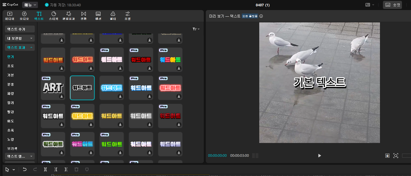 자막 꾸미기 화면