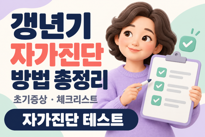 갱년기 자가진단 테스트 총정리｜여성 갱년기 초기증상 20가지&middot;체크리스트&middot;점수 계산&middot;병원 검사 기준