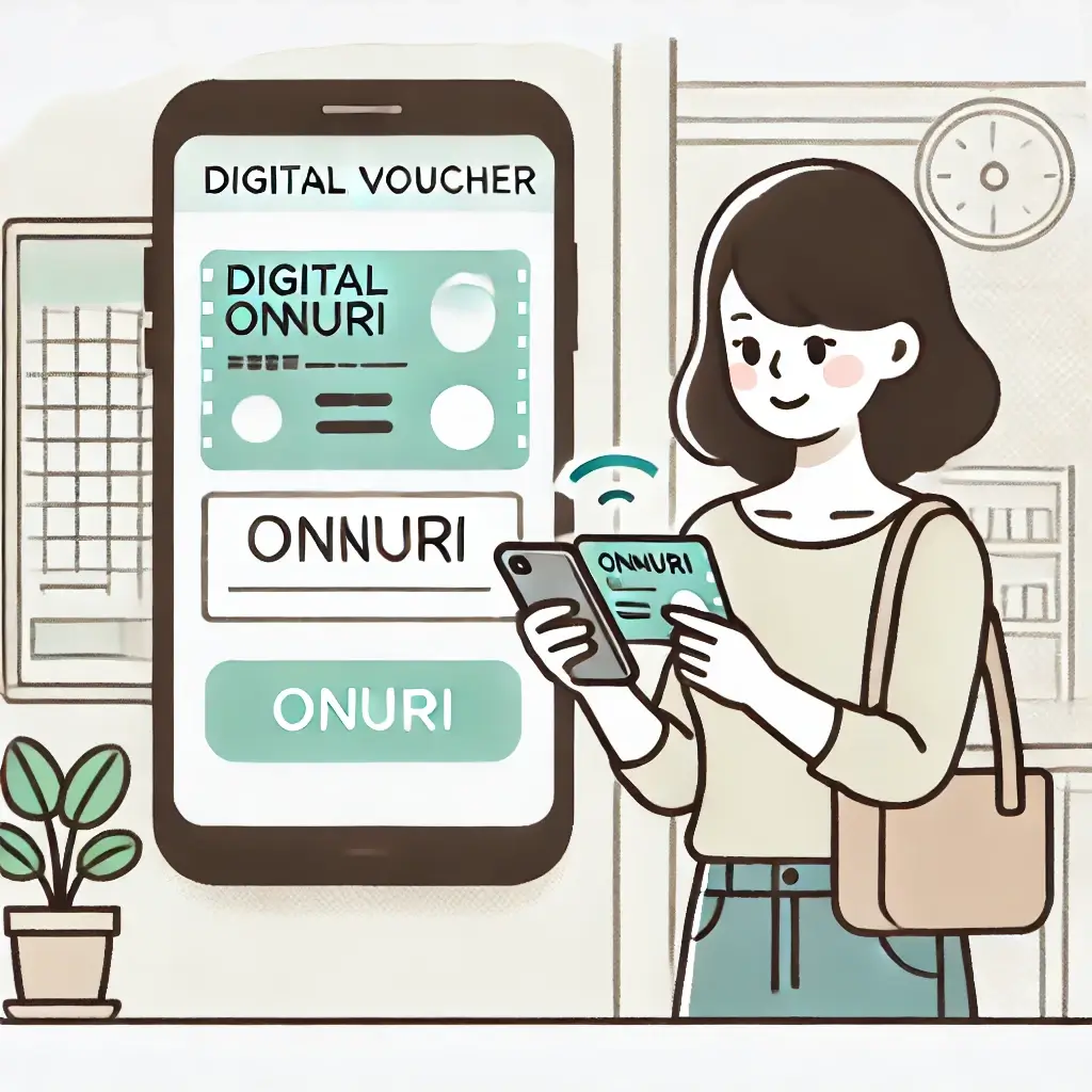 여성이 스마트폰 앱으로 온누리상품권을 구매하는 모습
