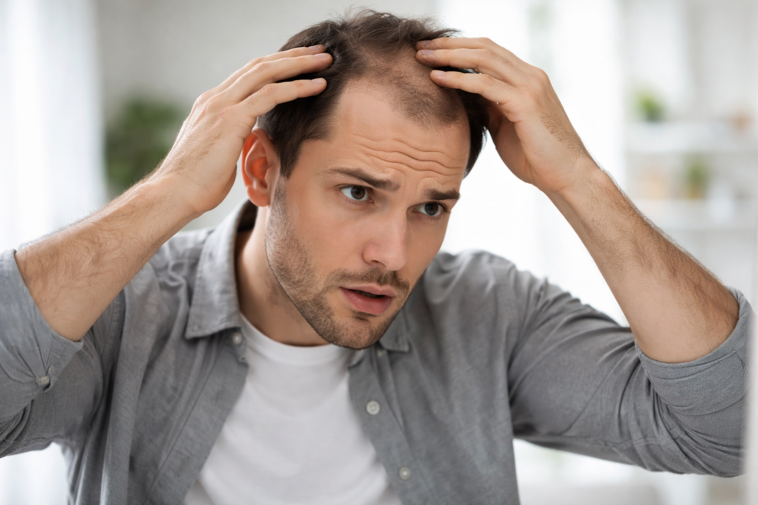탈모에 고민하는 남성