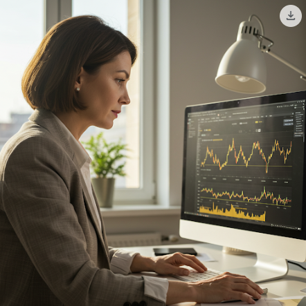 금값 조회를 하고 있는 여성