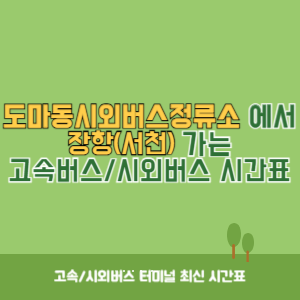 도마동시외버스정류소에서 장항(서천) 가는 시외버스 시간표 최신정보