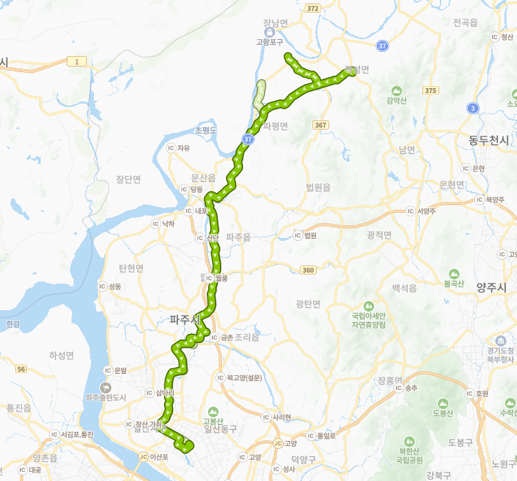고양-파주-92-1번-버스-노선-지도
