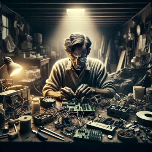 전기회로를 고치는 사람의 모습사진