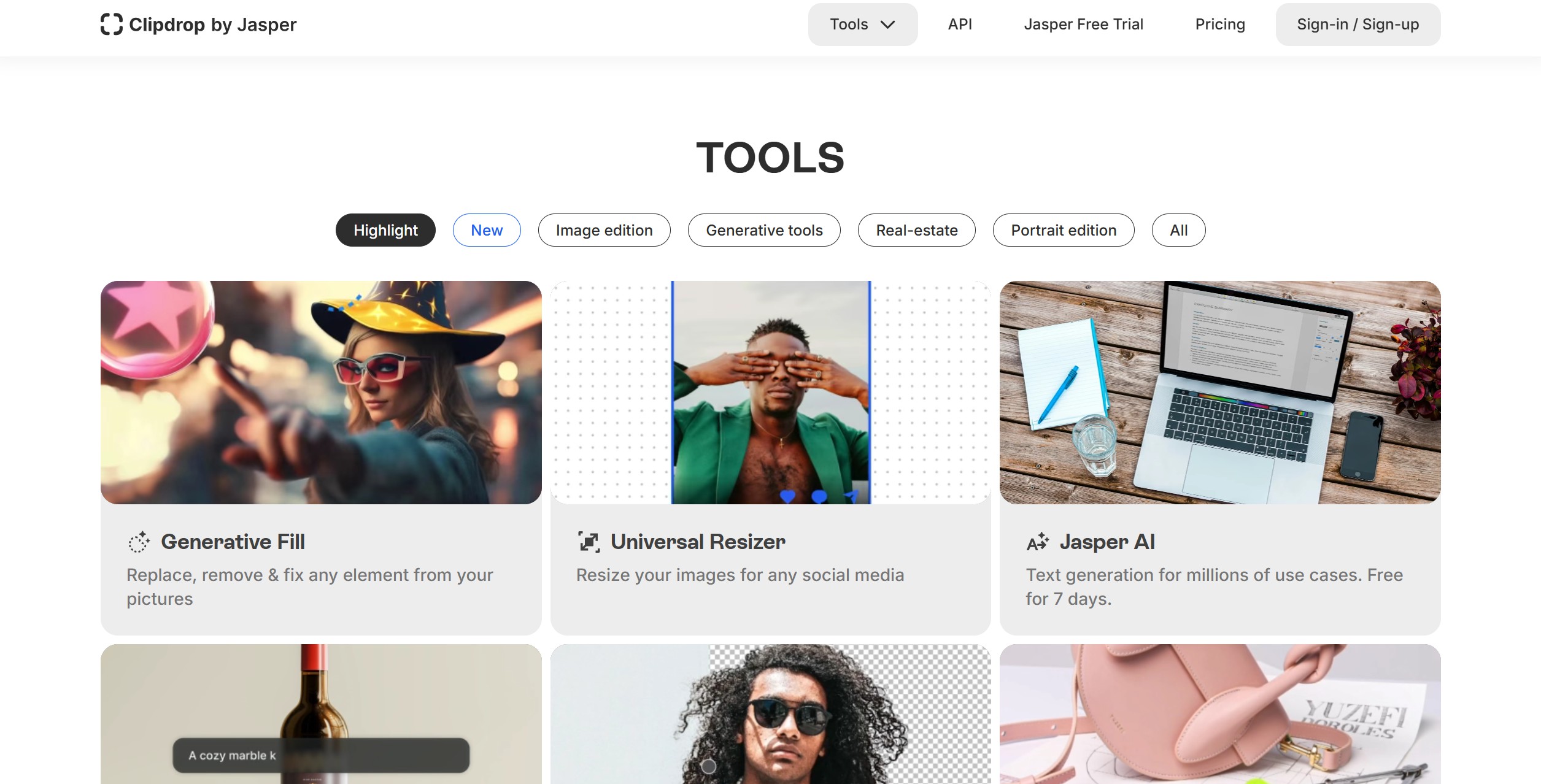 AI画像生成サービス 3. クリップドロップ Clipdrop