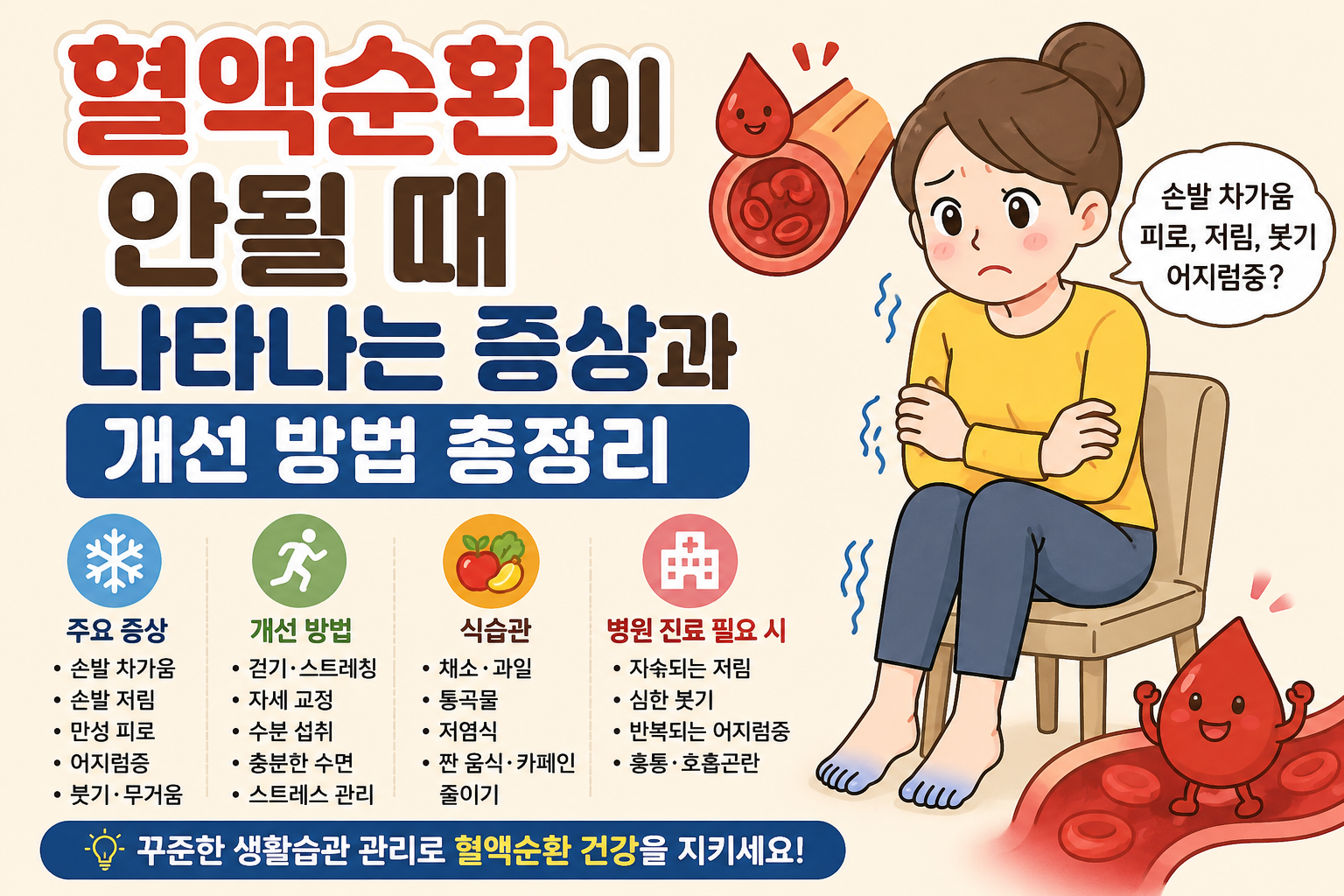 혈액순환이 안될 때 나타나는 증상과 개선 방법 총정리 -사진-