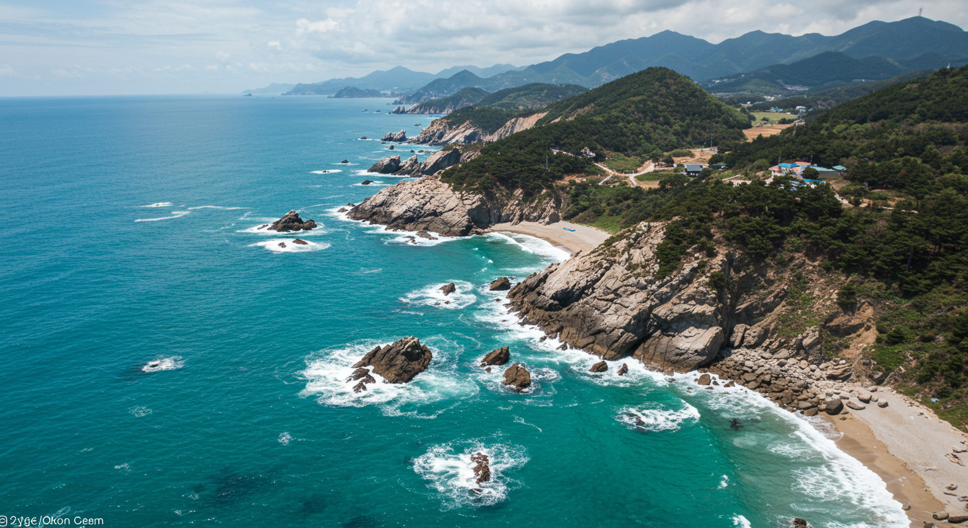 삼척 해안의 푸른 바다와 기암절벽이 어우러진 숨겨진 해안 절경
