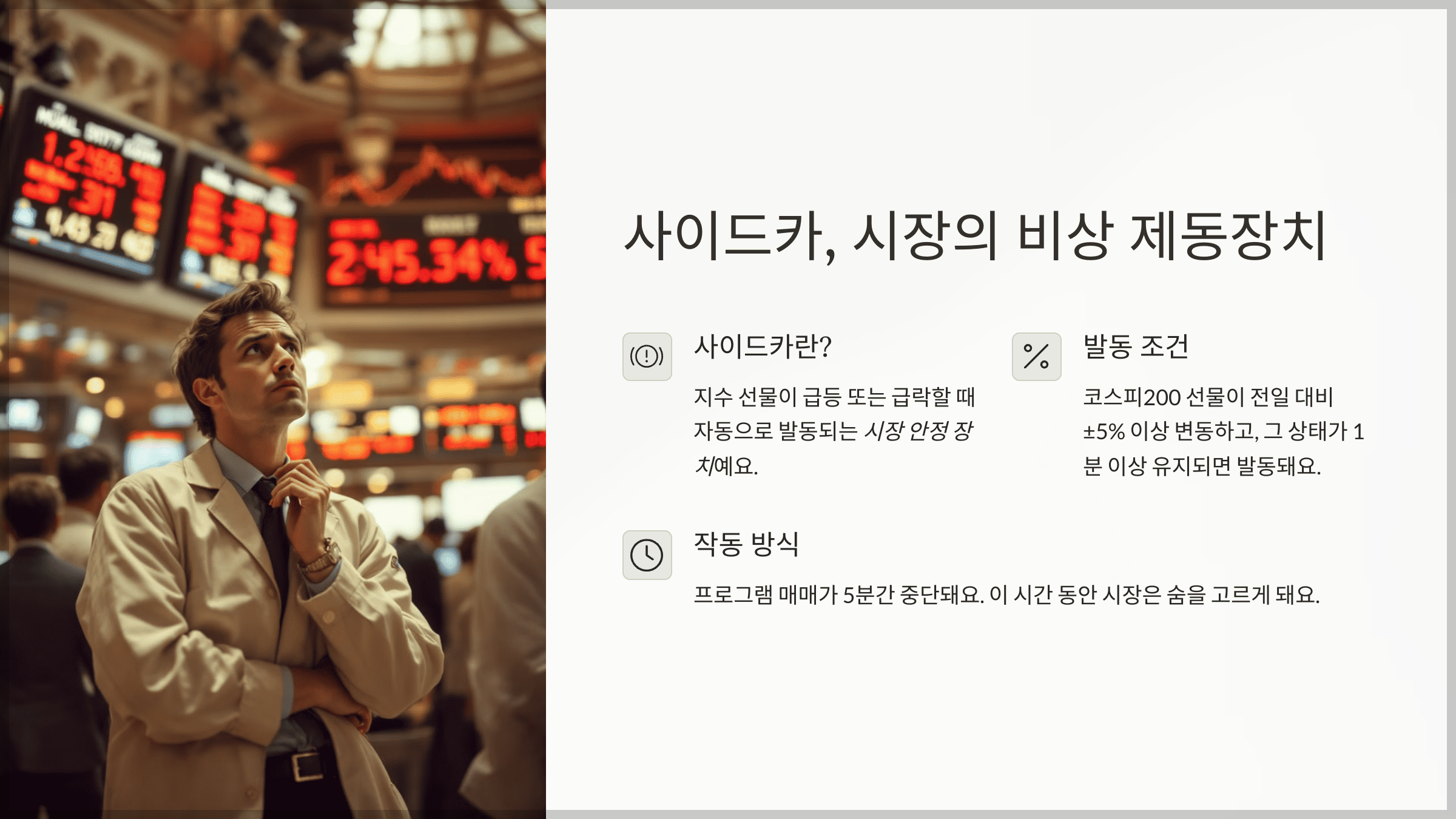 사이드카, 시장의 비상 제동장치
