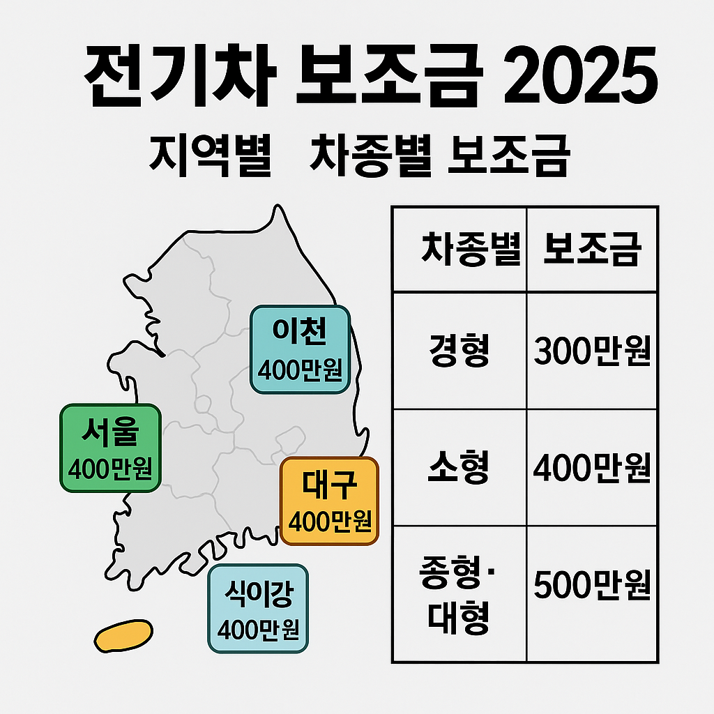 2025년 지역별 전기차 보조금 현황