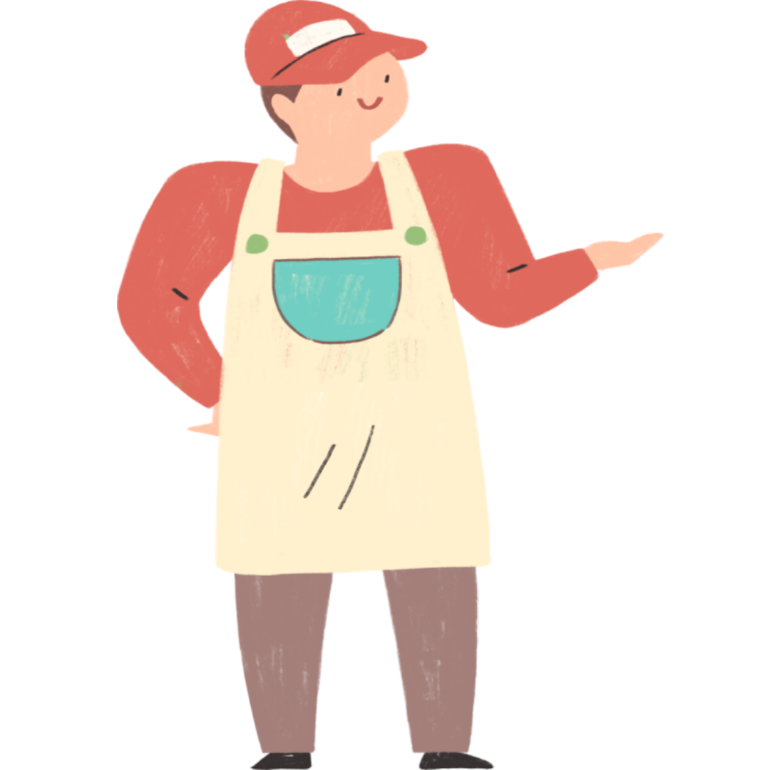 웃고 있는 개인사업자의 모습을 그림으로 표현함