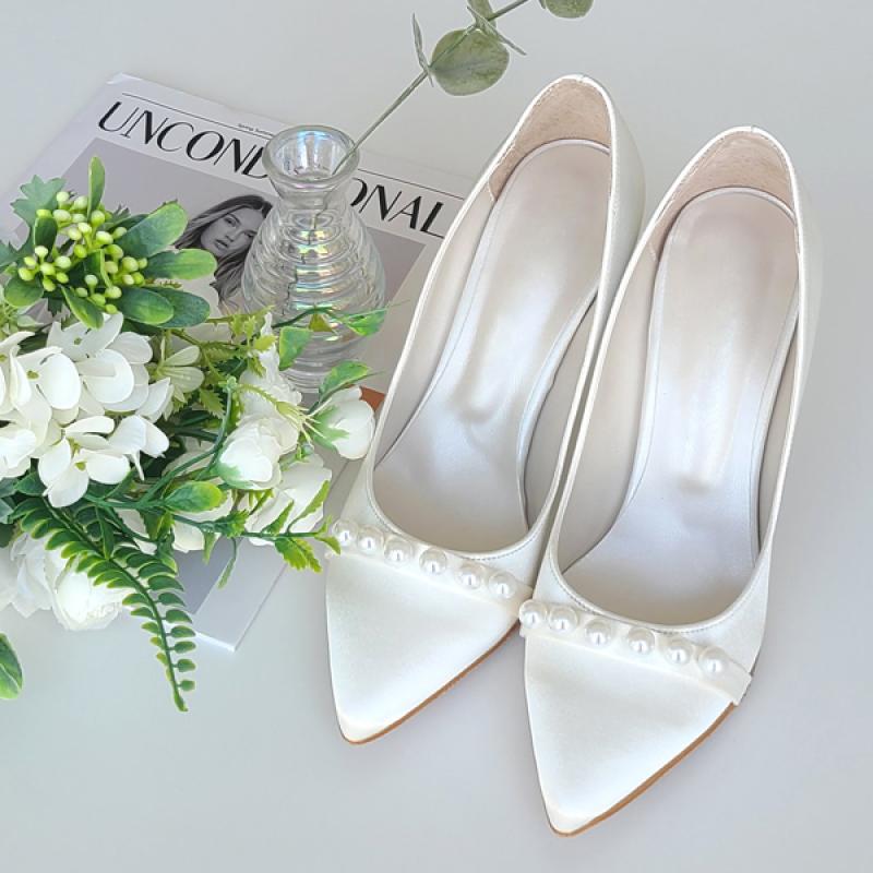 웨딩슈즈 드레스대여 국내제작 메릴린 진주 스틸레토 펌프스 웨딩 하이힐