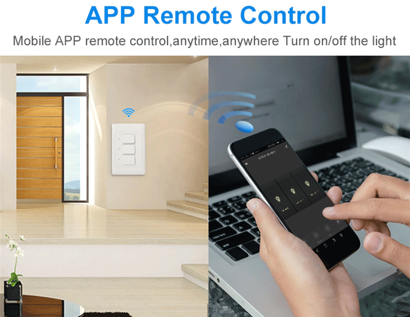 스마트스위치가 설치된 고급 주택의 현관을 아이폰의 어플을 통해 컨트롤 하고 있는 모습입니다.