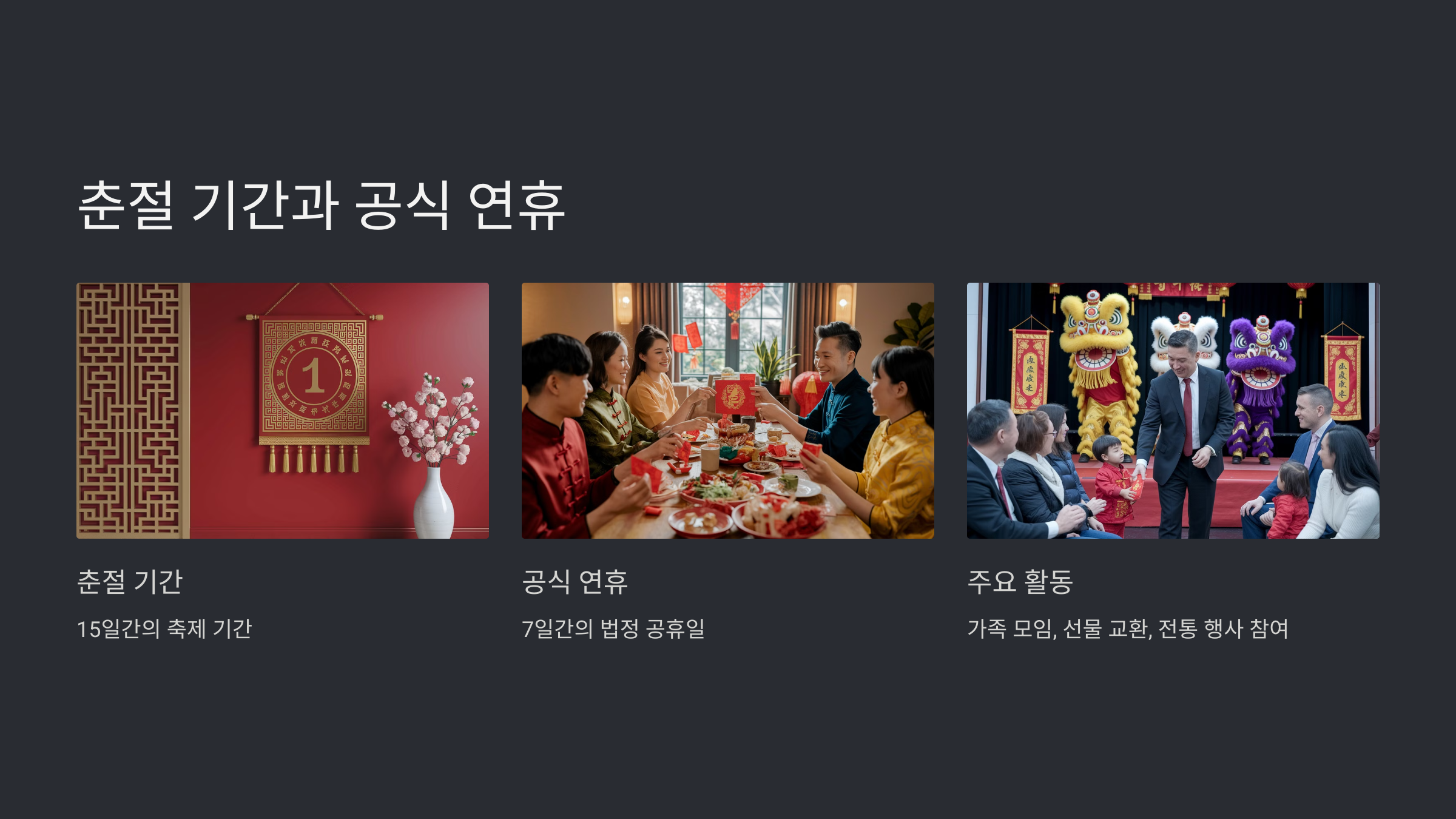 중국 춘절 기간과 문화적 의미